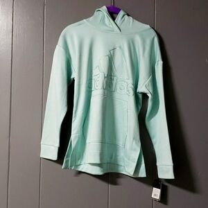 𝅺GIRL Adidas Powder Blue Silky Hoodie